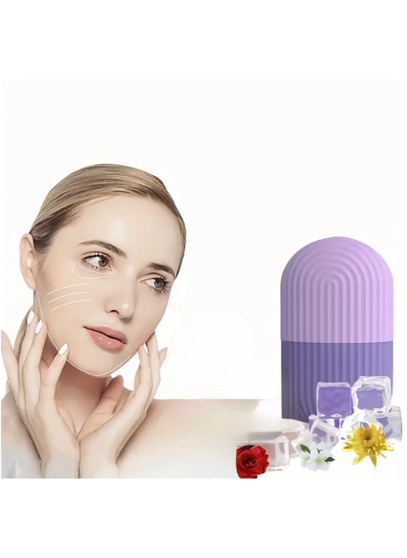 CleanWave - The Pure Effect CleanWave ICE Cube Face Roller – Reusable Silicone Ice Massager for Face, Eyes & Neck | De-Puff, Tighten Pores, Reduce Redness & Migraine Pain Skin-Toning Ice Roller | Natural Skin Care Tool - purple  - Image 4