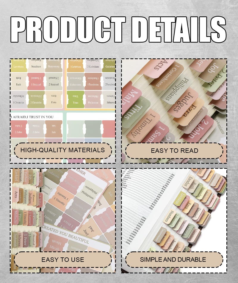 SonaBhu Bible Tabs, 8-Piece 120 Index Tabs Se, Boho Theme, Laminated Bible Index for Women and Men, Religious Activity Gift, 3.5 x 3.5 cm, Bible Tabs for Chanting, Recitation, Studying, Ideal for Bible Study - Image 5