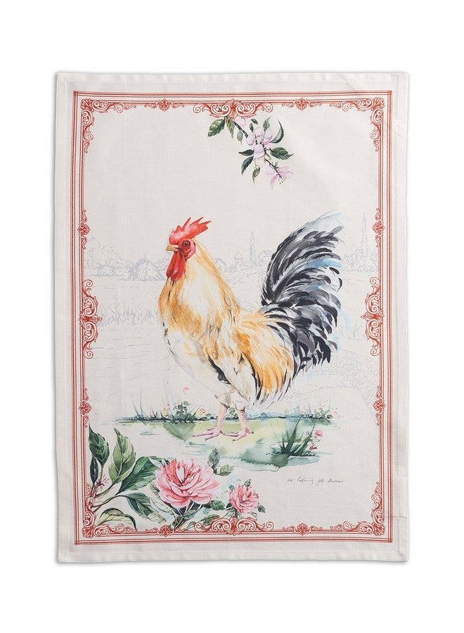 ميزون دي هيرمين مجموعة مناشف المطبخ المصنوعة من القطن 100% من قطعتين، فائقة النعومة وعالية الامتصاص بجودة الفندق، سريعة الجفاف، تنظيف الأطباق، مناشف الشاي للربيع/الصيف (Coq 20X27.50) - Image 1