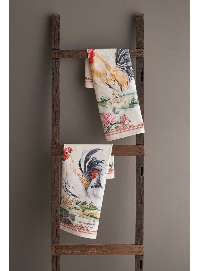 ميزون دي هيرمين مجموعة مناشف المطبخ المصنوعة من القطن 100% من قطعتين، فائقة النعومة وعالية الامتصاص بجودة الفندق، سريعة الجفاف، تنظيف الأطباق، مناشف الشاي للربيع/الصيف (Coq 20X27.50) - Image 4