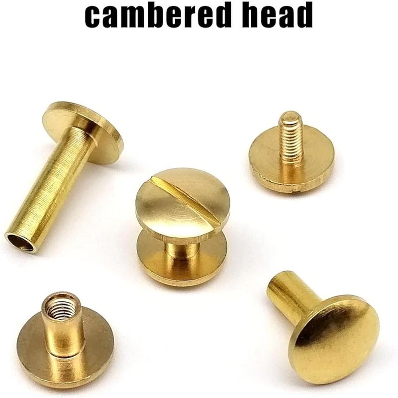 Solid Brass Chicago Screws 100pcs 11mm Cambered Head Rivets For Leather Craft Belt Strap - Image 3