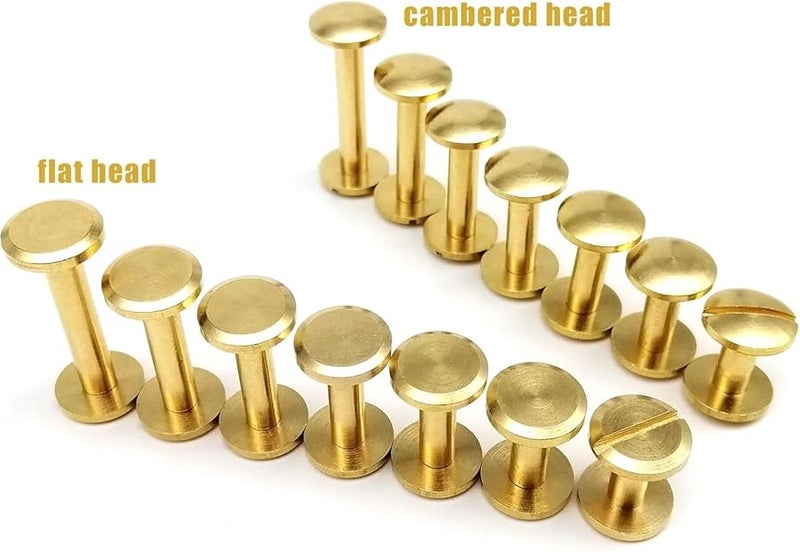 Solid Brass Chicago Screws 100pcs 11mm Cambered Head Rivets For Leather Craft Belt Strap - Image 4