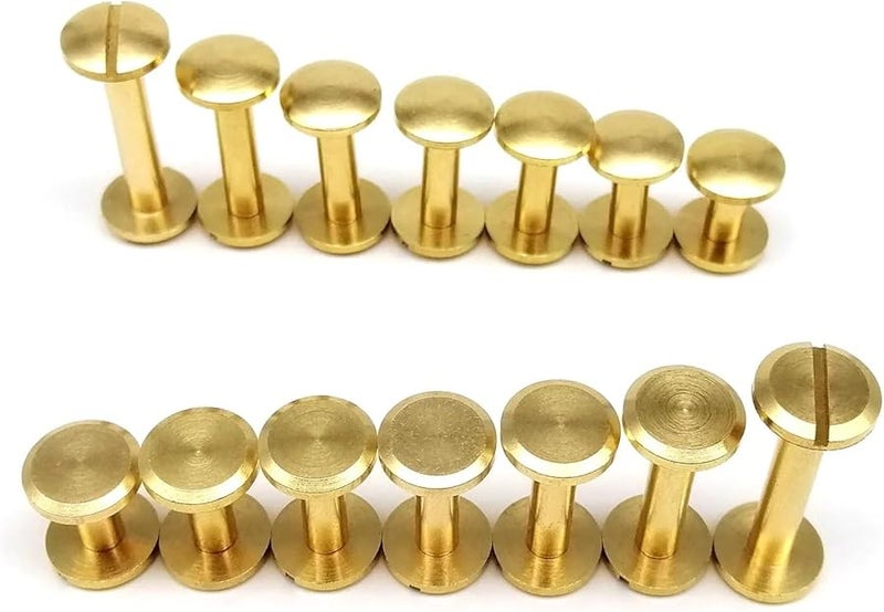Solid Brass Chicago Screws 100pcs 11mm Cambered Head Rivets For Leather Craft Belt Strap - Image 2