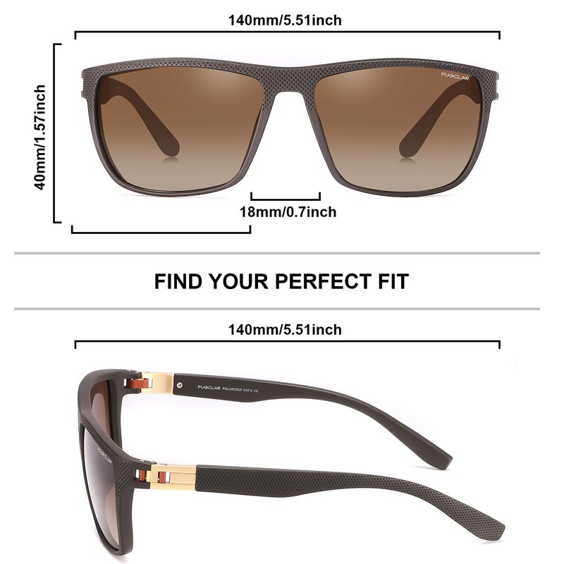 PUKCLAR Polarised Men Sunglasses Lightweight TR90 Frame Square Sun Glasses with UV400 Protection for Driving Fishing Running Hiking - Image 2