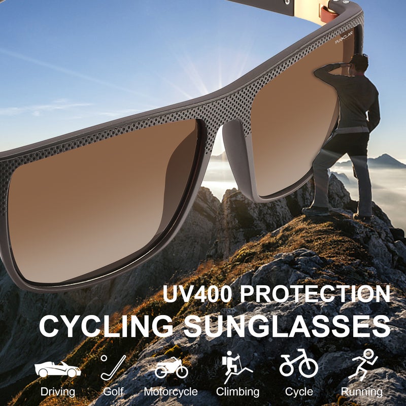 PUKCLAR Polarised Men Sunglasses Lightweight TR90 Frame Square Sun Glasses with UV400 Protection for Driving Fishing Running Hiking - Image 3