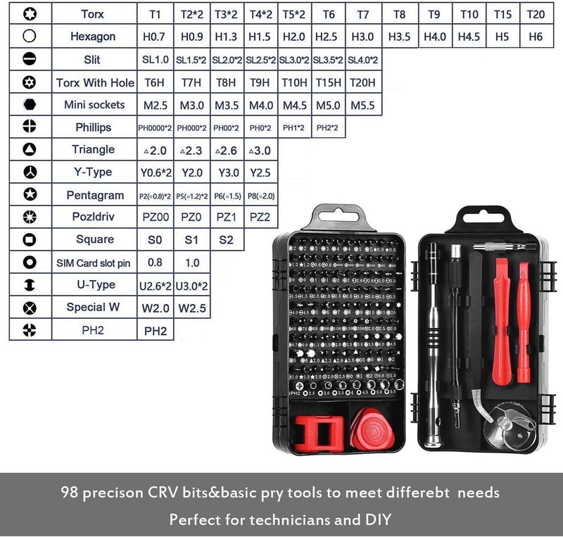 ShowTop Precision Screwdriver Set, 110 in 1 Magnetic Screwdriver Repair Tool Kit for iPhone Series/Mac/iPad/PS3/PS4/Switch/Eyeglasses/Watch/Cellphone/PC/Electronic - Image 2