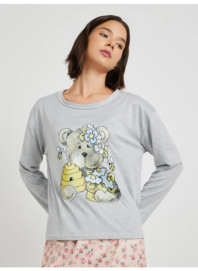 تايك تو Take Two Bear Print Long Sleeve T-Shirt and Pyjama Set