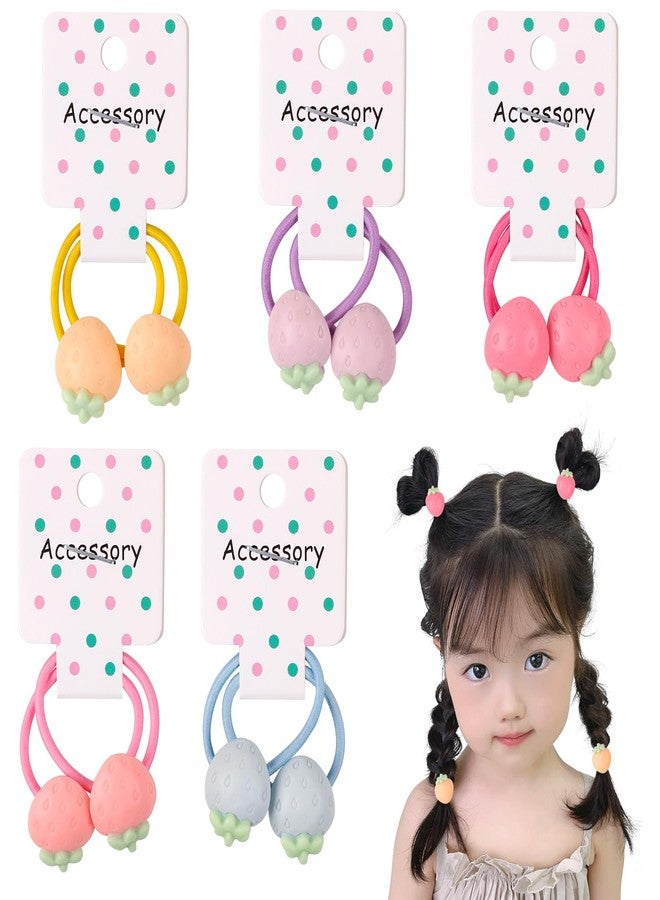 RAINBOW WSK ربطات شعر على شكل فراولة من رينبو دبليو إس كيه، 10 قطع، للبنات الصغيرات والرضع، إكسسوارات شعر ملونة ولطيفة، ربطات شعر مطاطية غير ضارة (فراولة-614) - Image 1
