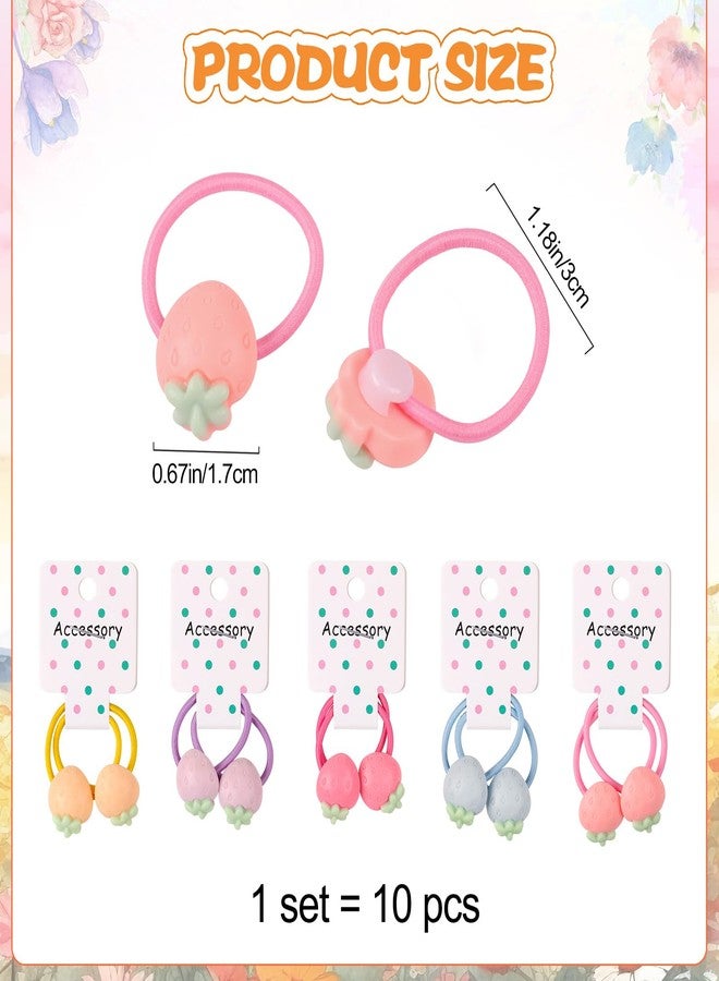 RAINBOW WSK ربطات شعر على شكل فراولة من رينبو دبليو إس كيه، 10 قطع، للبنات الصغيرات والرضع، إكسسوارات شعر ملونة ولطيفة، ربطات شعر مطاطية غير ضارة (فراولة-614) - Image 2