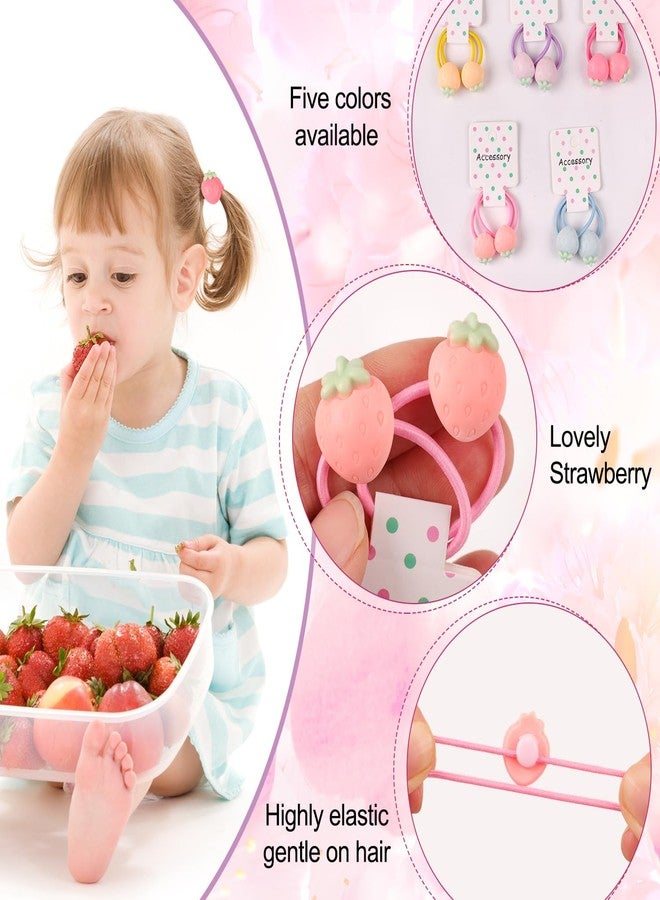 RAINBOW WSK ربطات شعر على شكل فراولة من رينبو دبليو إس كيه، 10 قطع، للبنات الصغيرات والرضع، إكسسوارات شعر ملونة ولطيفة، ربطات شعر مطاطية غير ضارة (فراولة-614) - Image 3