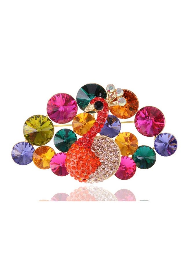 Alilang Crystal Rainbow Colors Regal Peacock Bird Fashion Pin Brooch - Image 1