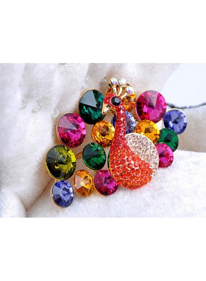 Alilang Crystal Rainbow Colors Regal Peacock Bird Fashion Pin Brooch - Image 2