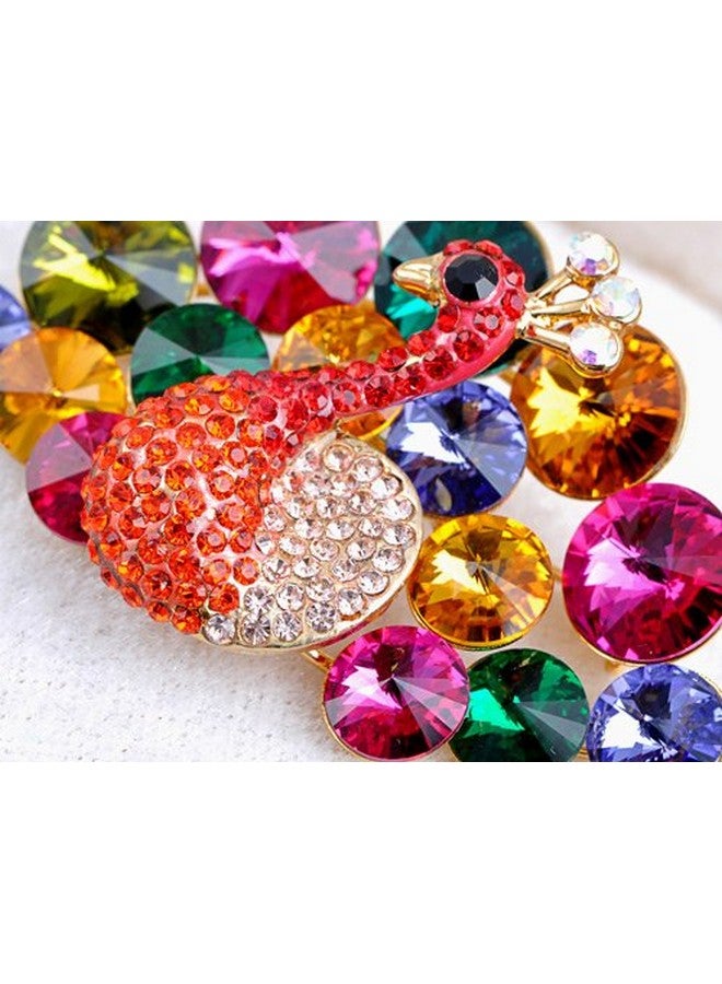 Alilang Crystal Rainbow Colors Regal Peacock Bird Fashion Pin Brooch - Image 4