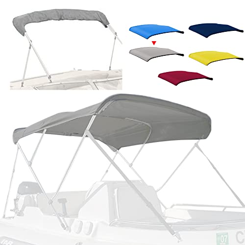 Zenicham 3 Bow Fade and Crack Resistant Bimini Top Replacement Cover, 600D Marine Grade Waterproof Sun Shade Boat Canopy, Easy Install Zipper Sleeves Boat Awning/Without Frame, Grey 6'L 67"-72" W - Image 1