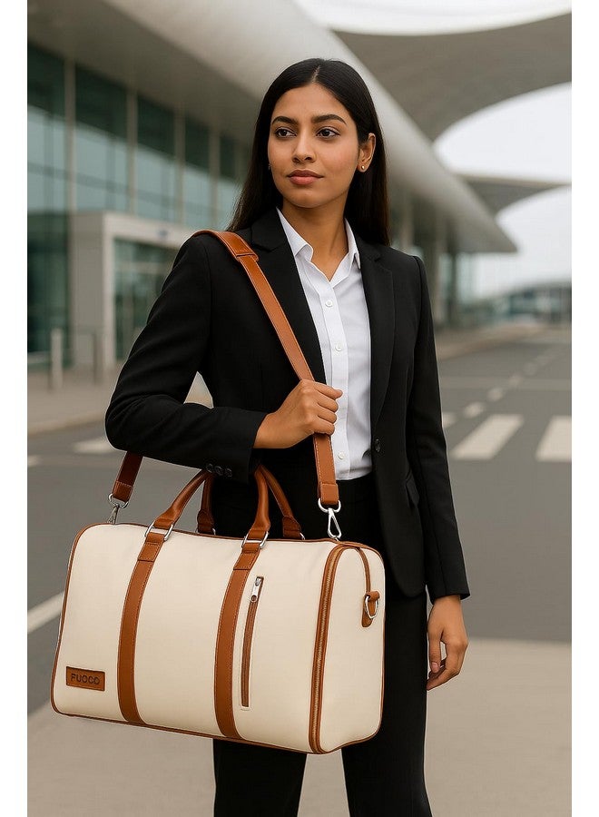 FUOCO Carry On Garment Bag for Travel, 2-in-1 Waterproof PU Leather Duffle Bag with Suit Compartment | Convertible Hanging Garment Bag for Men and Women | Business Trip, Wedding, Overnight Bag - Image 4