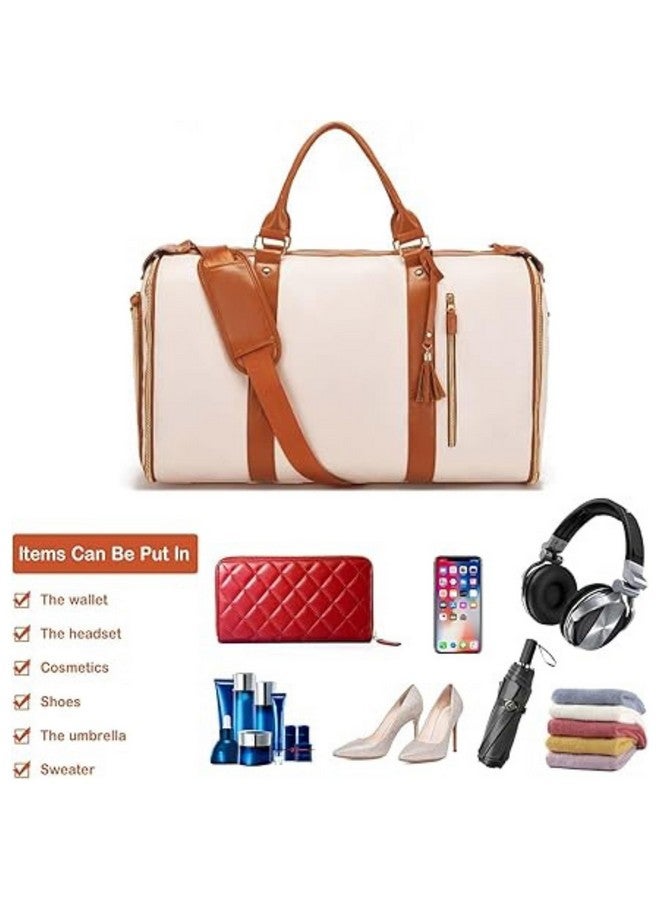 FUOCO Carry On Garment Bag for Travel, 2-in-1 Waterproof PU Leather Duffle Bag with Suit Compartment | Convertible Hanging Garment Bag for Men and Women | Business Trip, Wedding, Overnight Bag - Image 3