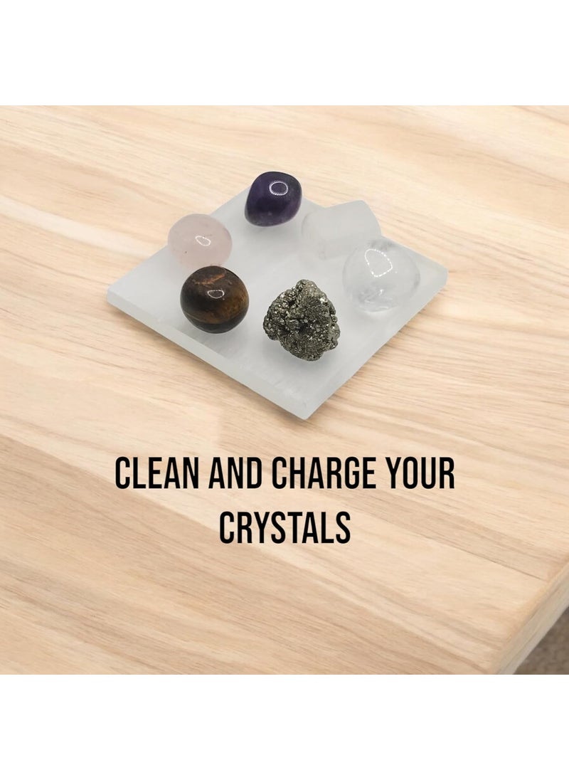 ALI CRYSTAL Selenite Charging Plate Healing Stone Energetic Protection Remove Negative Energy Purification Balance Grounding Crystal Selenite Square  - Image 2