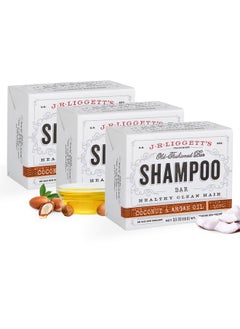 J·R·LIGGETT'S J·R·LIGGETT'S All-Natural Shampoo Bar, Virgin Coconut and Argan Oil - Strong and Healthy Hair-Nourish Follicles with Antioxidants and Vitamins-Detergent and Sulfate-Free, Set of Three, 3.5 Ounce Bars  - Image 1