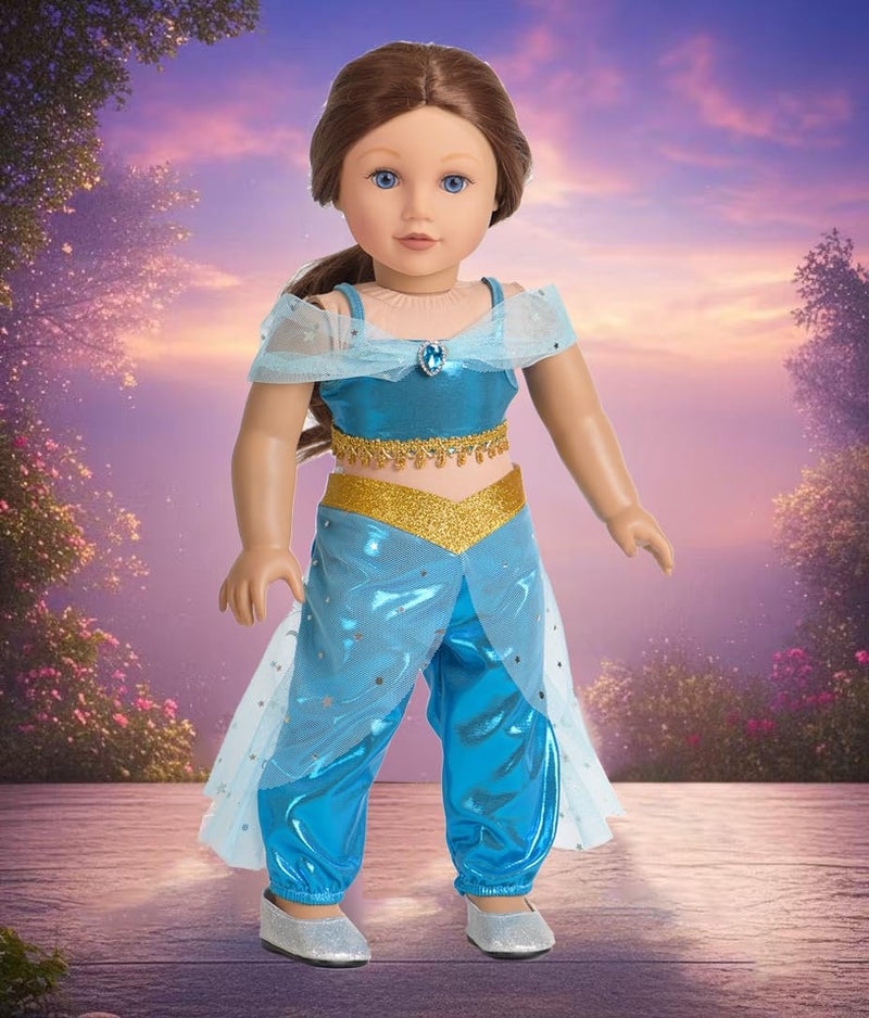 Sweet Dolly 18 Inch Doll Clothes 6 Sets Princess Dresses Accessories Costume Jasmine Aurora Belle Snow White for 18 Inch Dolls - Image 5
