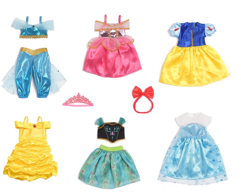 Sweet Dolly 18 Inch Doll Clothes 6 Sets Princess Dresses Accessories Costume Jasmine Aurora Belle Snow White for 18 Inch Dolls - Image 2