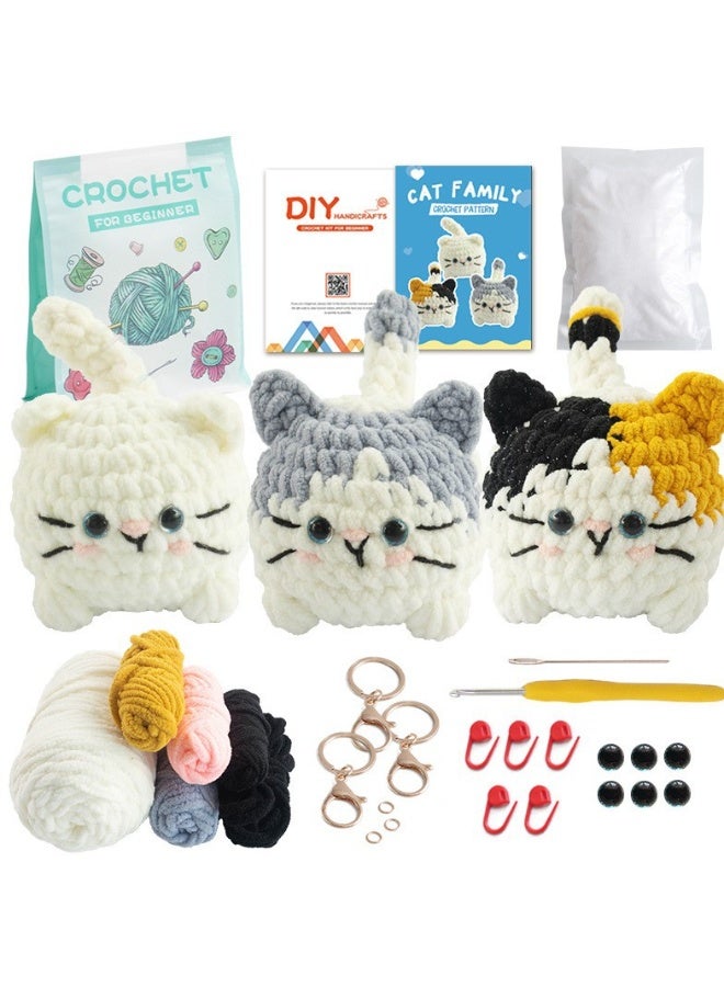 XIYU Crochet Kit for Beginners, Crochet Cat Beginner Crochet Kit for Adults, Crochet Animals Cat Crafts Crochet Kits, Easy Knitting Kit Gifts - Image 1