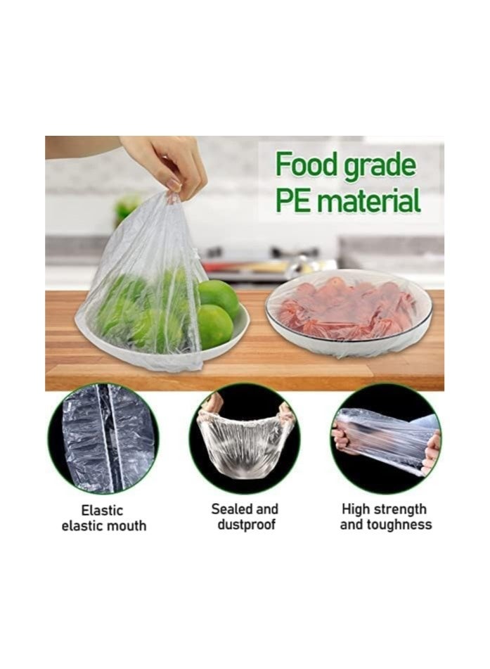 Food Storage Bags - Stretchable Flexible Covers - 200 Pack Of Clear Reusable Plastic Lids, Perfect For Keeping Leftovers And Storing Meals - Image 5