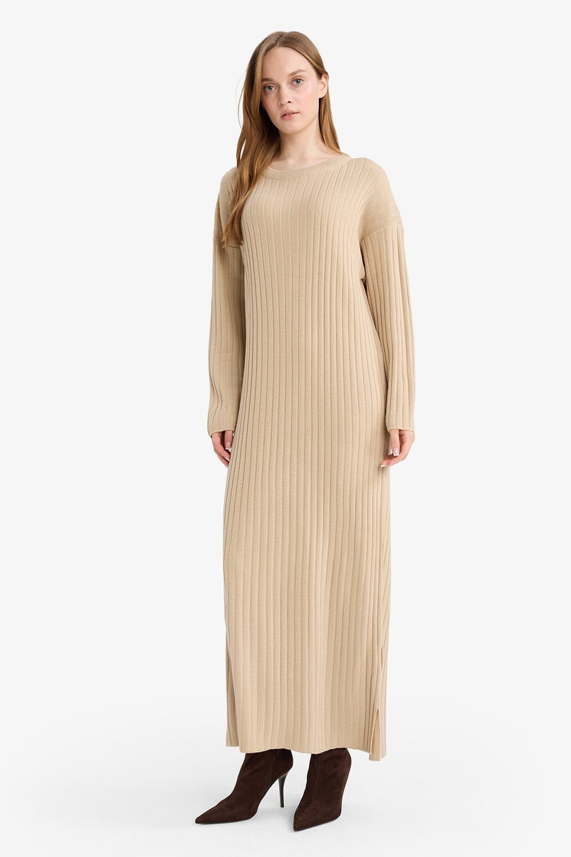 DeFacto Beige Woman Regular Fit Dress Casual - Image 1