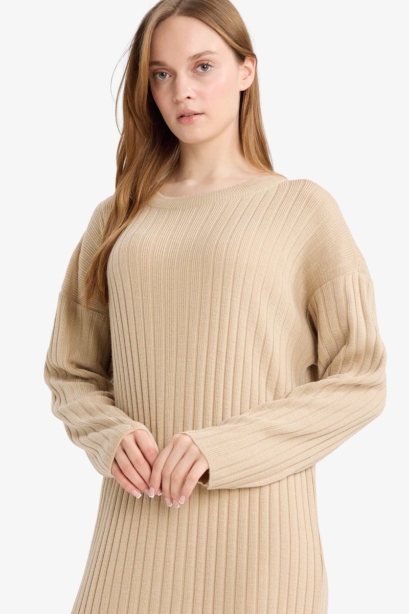 DeFacto Beige Woman Regular Fit Dress Casual - Image 5