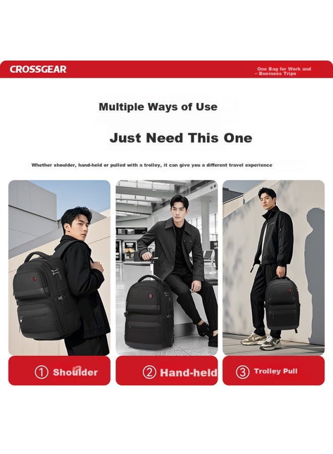 CROSS+GEAR Crossgear Swiss Business 17.3-inch Trolley Bag Backpack For Men, Large Capacity With Wheels, Business Travel Luggage, Student Schoolbag - Image 5
