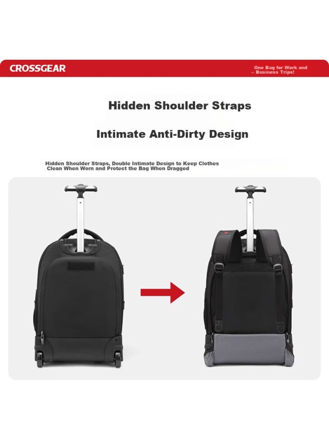 CROSS+GEAR Crossgear Swiss Business 17.3-inch Trolley Bag Backpack For Men, Large Capacity With Wheels, Business Travel Luggage, Student Schoolbag - Image 4
