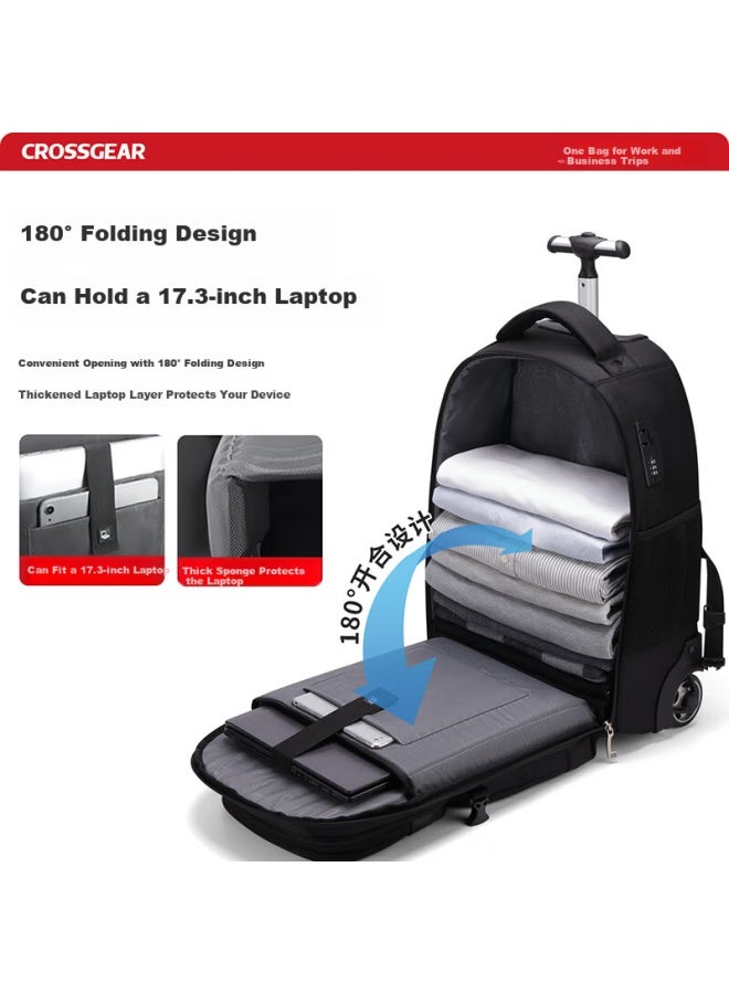 CROSS+GEAR Crossgear Swiss Business 17.3-inch Trolley Bag Backpack For Men, Large Capacity With Wheels, Business Travel Luggage, Student Schoolbag - Image 2