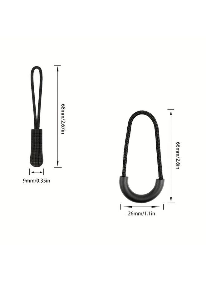 15pcs Black Zipper Pulls Cord Extenders For Backpacks Jackets Luggage Purses Handbags - Image 3