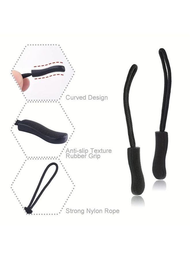 15pcs Black Zipper Pulls Cord Extenders For Backpacks Jackets Luggage Purses Handbags - Image 4