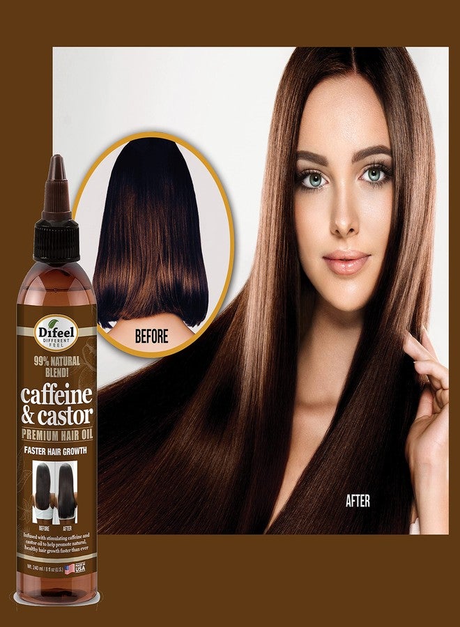 difeel زيت شعر ديفيل 99% طبيعي فاخر - زيت شعر بالكافيين والخروع 8 أونصة (عبوة من 2) - Image 4