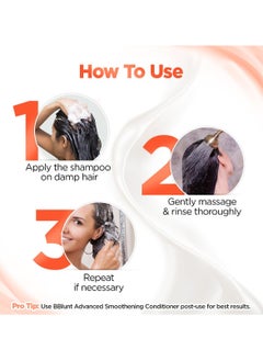 BBLUNT Advanced Smoothening Shampoo with Keratin & Hyaluronic Acid - 300ml Makes Hair Frizz-Free & Straighter | Gently Cleanses | Adds Spectacular Shine | SLS & Paraben-Free | For Men & Women  - Image 4