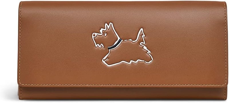 Radley RADLEY London Walkies Flapover Matinee Purse for Women Made from Smooth Leather with an Embossed Scottie Dog Design Matinee Purse with Press Stud Fastening  Internal Card Slots Tan Brown L  - Image 1