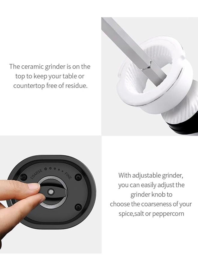 general Electric salt and pepper grinder, automatic pepper grinder with adjustable thickness, gravity protection switch, automatic dust cap + LED light, battery powered, one-handed operation - Image 3