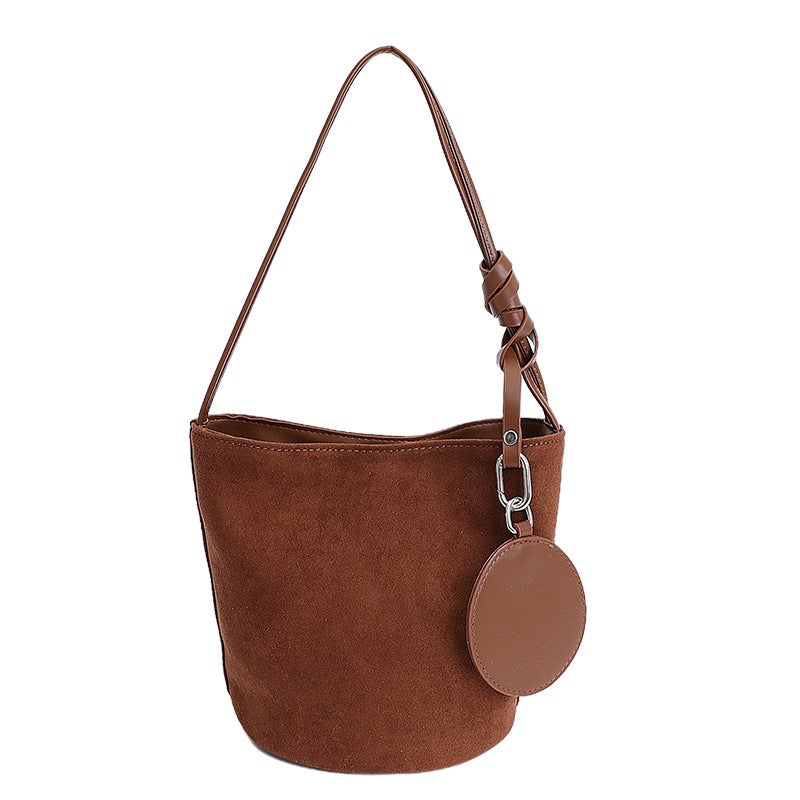 2025 Korean Japanese Ins Soft Suede Shoulder Bucket Bag for Women - Image 1