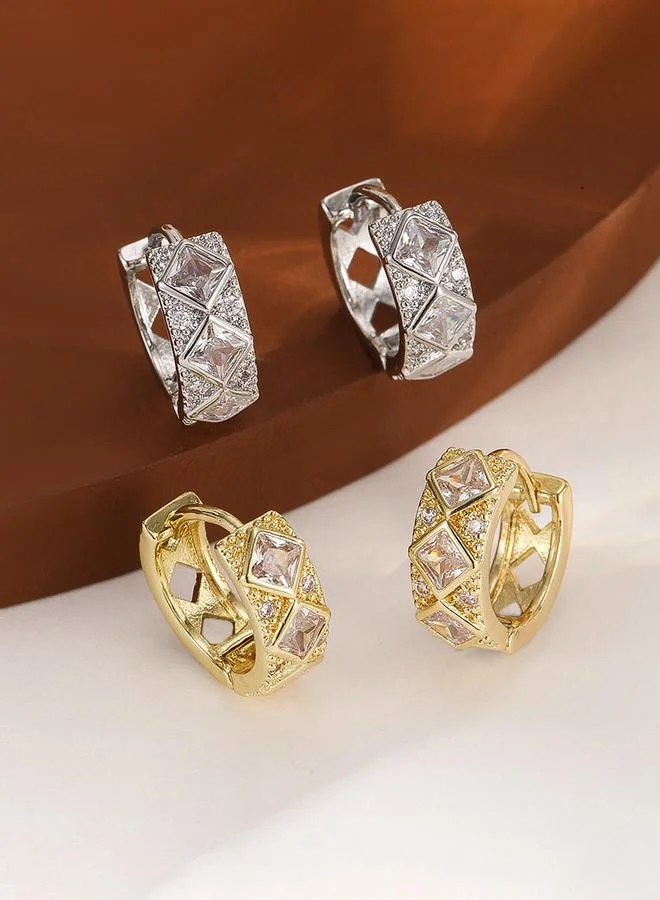 Take Two  Embellished Huggie Earrings for Women | Best Price UAE