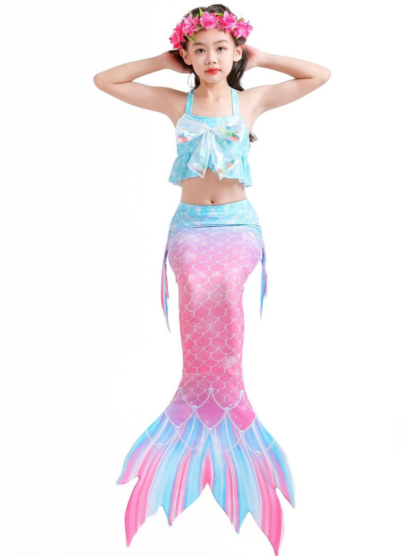 VUCATIN Mermaid Princess Dress up Girls Mermaid Dress Mermaid Swimsuit Girls Party Cosplay Princess Birthday Dress Kids Costume Cosplay Mermaid Skirt Accessorized Wreath Necklace Earrings and Bracelet  - Image 2