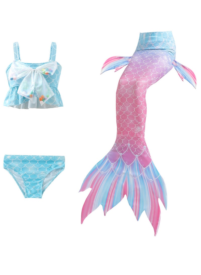 VUCATIN Mermaid Princess Dress up Girls Mermaid Dress Mermaid Swimsuit Girls Party Cosplay Princess Birthday Dress Kids Costume Cosplay Mermaid Skirt Accessorized Wreath Necklace Earrings and Bracelet  - Image 5