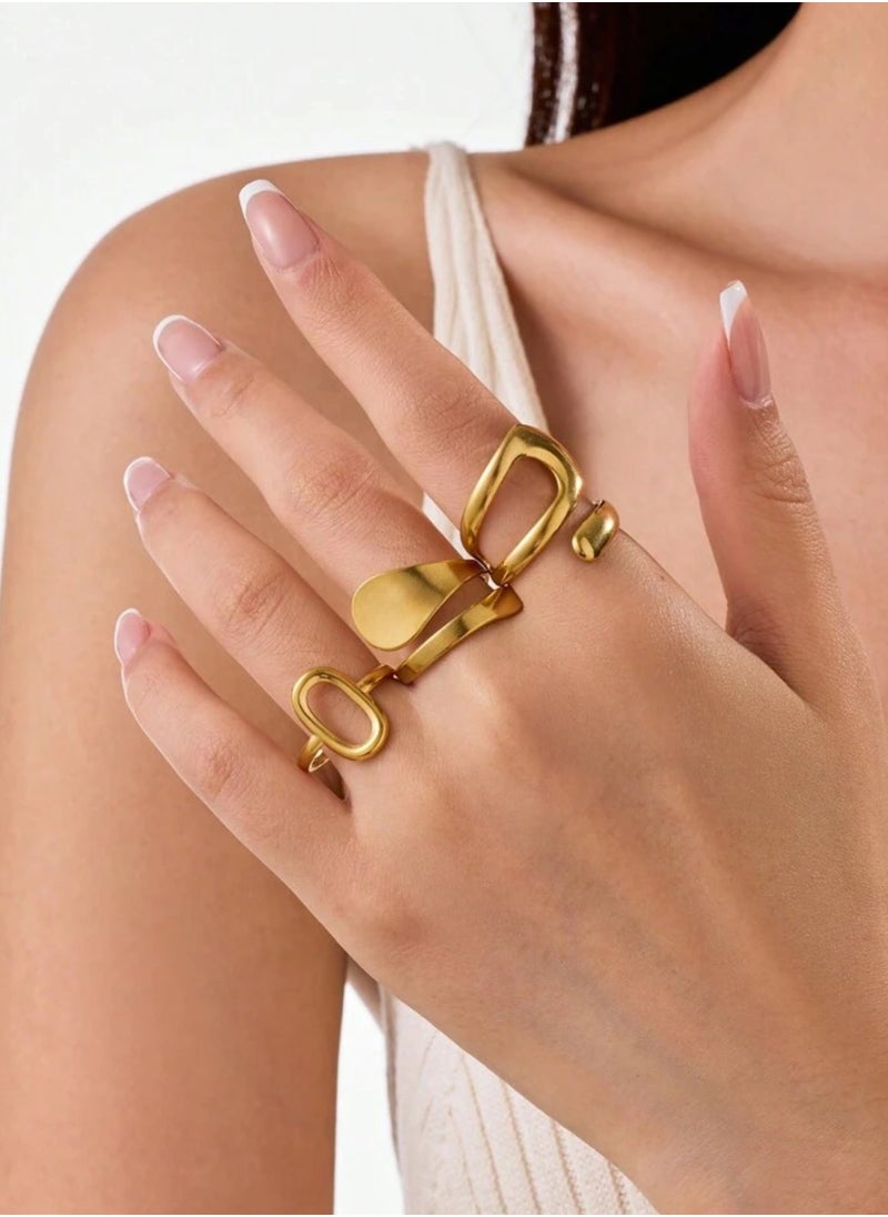 sixtyfour 3pcs Of Elegant & High Quality Stainless Steel Rings For Women One Size  - Image 1