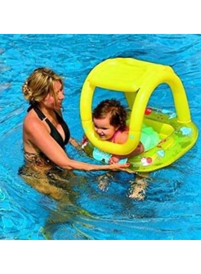 قارب قابل للنفخ قابل للحمل ومحمول مع مظلة شمسية للأطفال - متعدد الألوان حسب المتاح