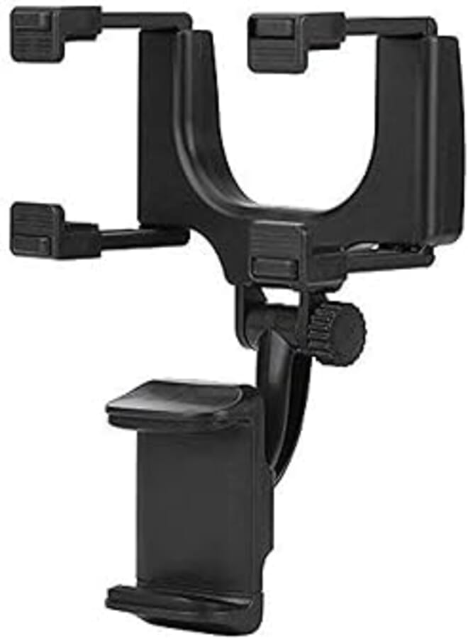 Keenso 3.5-6in Rearview Mirror Mount Grip Clip,360° Car Rear View Mirror Mount Phone Holder Stand Mount for Cell Phone GPS