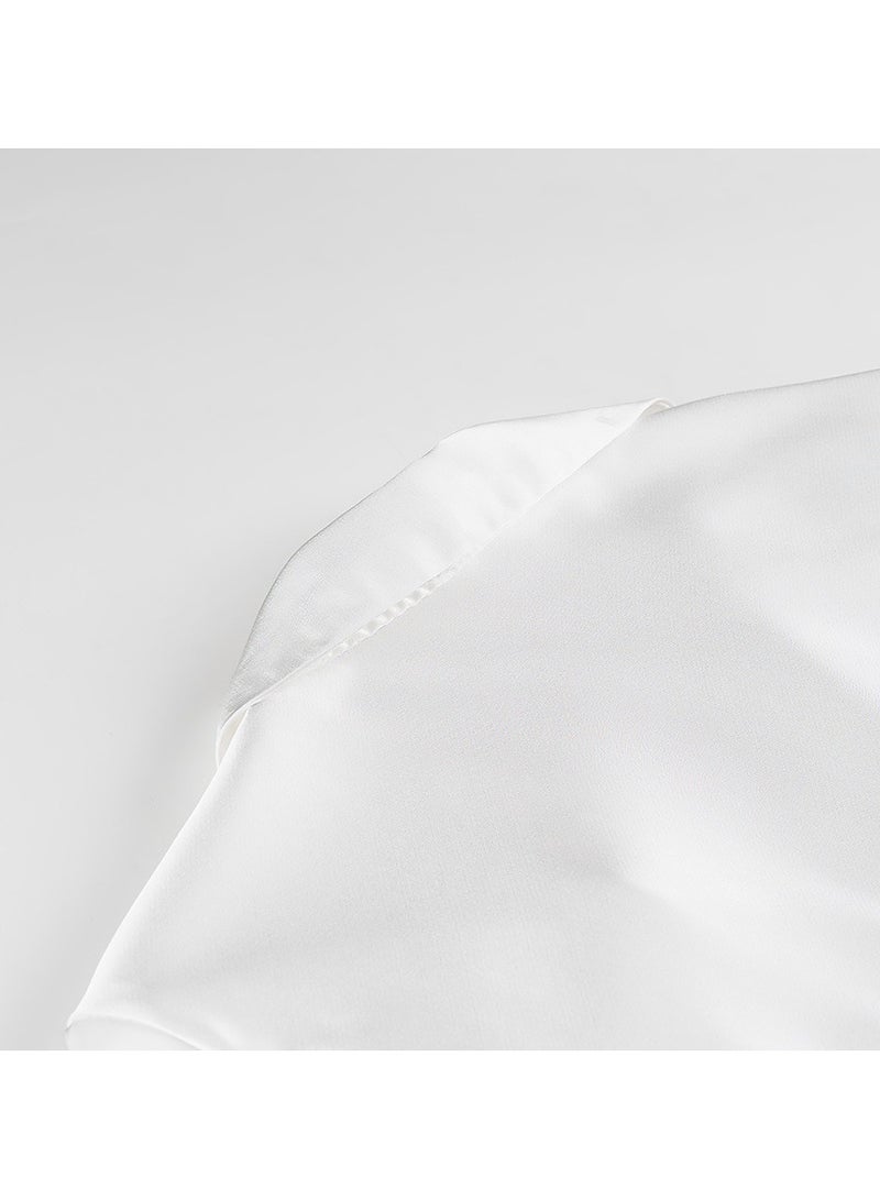 Shougu New Acetate Satin Lace Up Shirt V-neck Solid Color Top  - Image 4