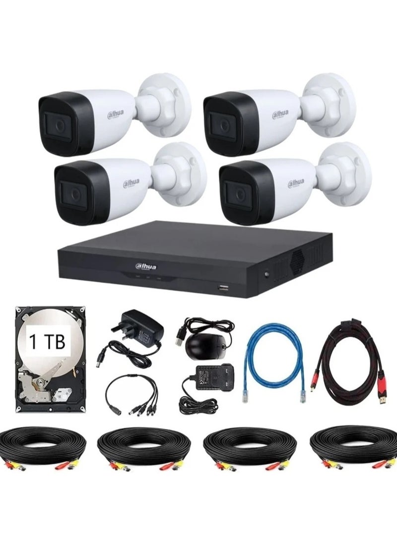 Dahua Dahua High-Quality 2MP Security Camera Kit, 4-Channel Security System Kit – Night Vision – Waterproof – iOS & Android App - Image 1