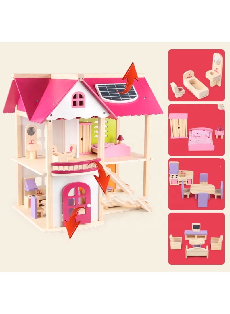 ماجيك واند بيت دمى خشبي مع الأثاث من ألعاب المحاكاة - Image 4