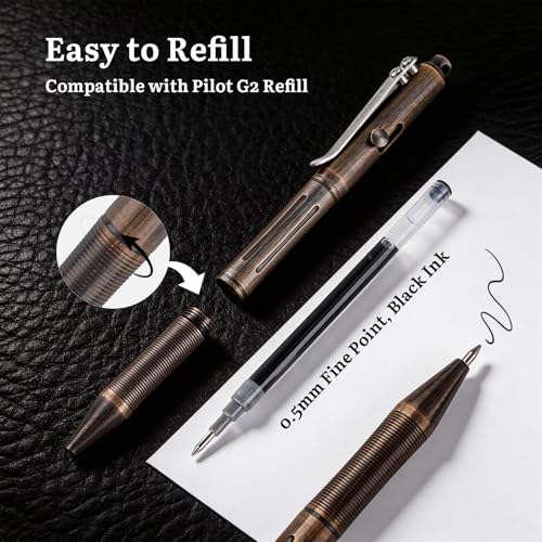 SMOOTHERPRO Titanium Bolt Action Pen Compatible with Pilot G2 Refill Stainless Steel Pocket Clip for EDC Signature Business Writing Journaling Stone Wash Black(RG341) - Image 5