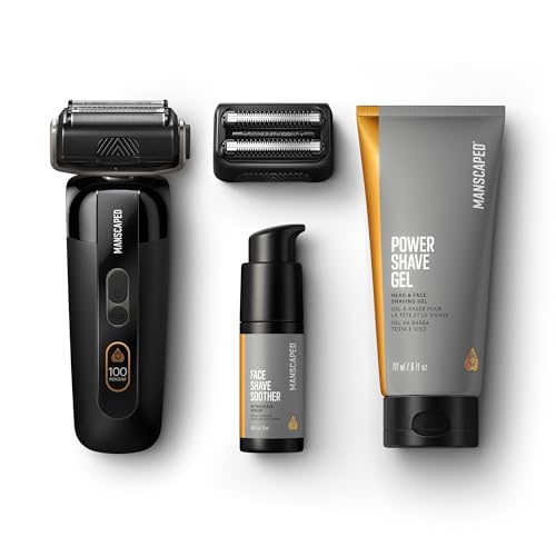 manscaped مانسكيبيد® باقة الرئيس™ برو - ماكينة حلاقة كهربائية للوجه للرجال مع شفرات قابلة للتبديل، وآلة حلاقة بأربعة شفرات آمنة للبشرة ومشذب للشعر الخفيف، جل حلاقة قوي، ومهدئ بعد الحلاقة للوجه. - Image 1