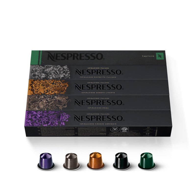 Nespresso كبسولات نسبريسو الأصلية، مجموعة إيسبيرازيون، قهوة إسبريسو متوسطة وغامقة التحميص، 50 كبسولة قهوة - Image 1